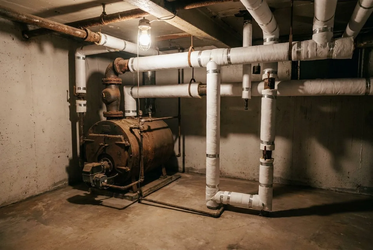 After: Asbestos pipe insulation