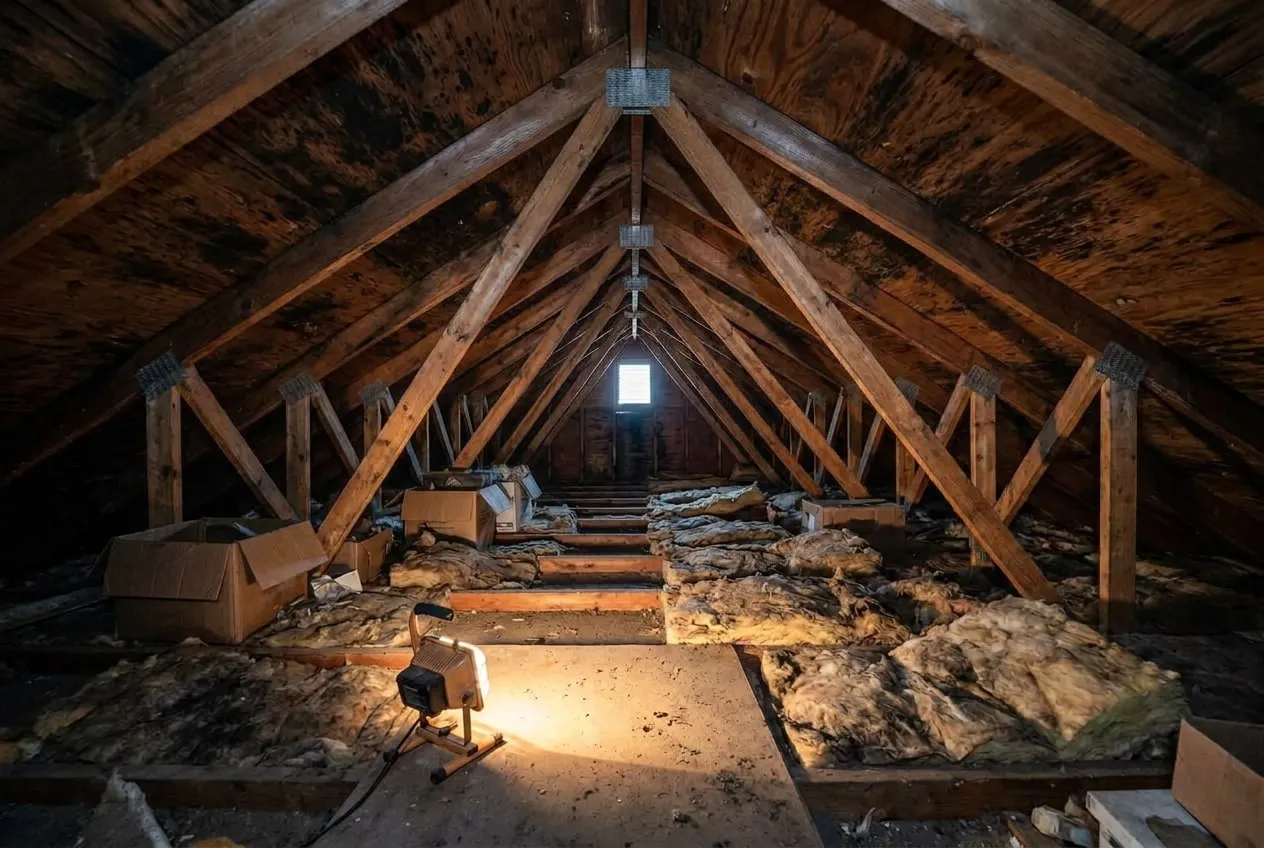 Before: Attic mold remediation