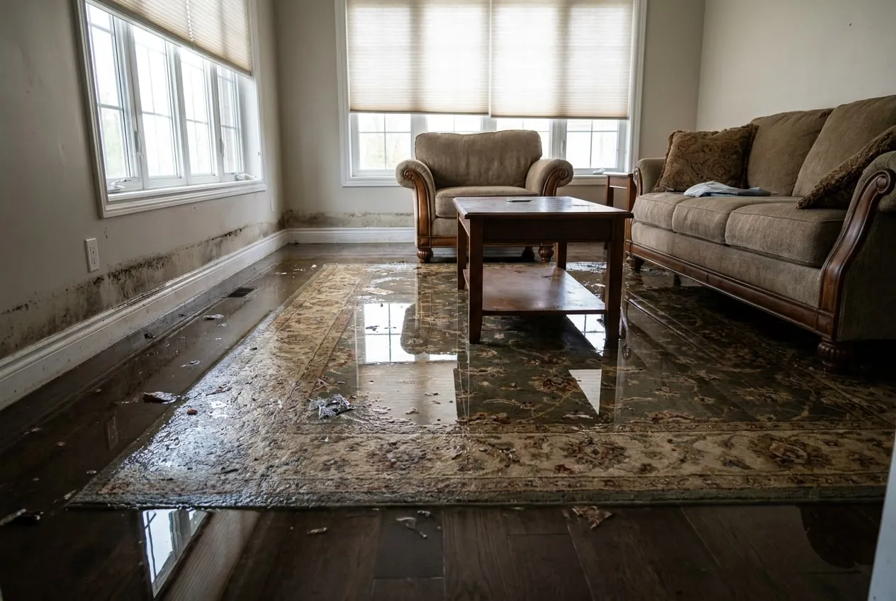 Before: Living room flood