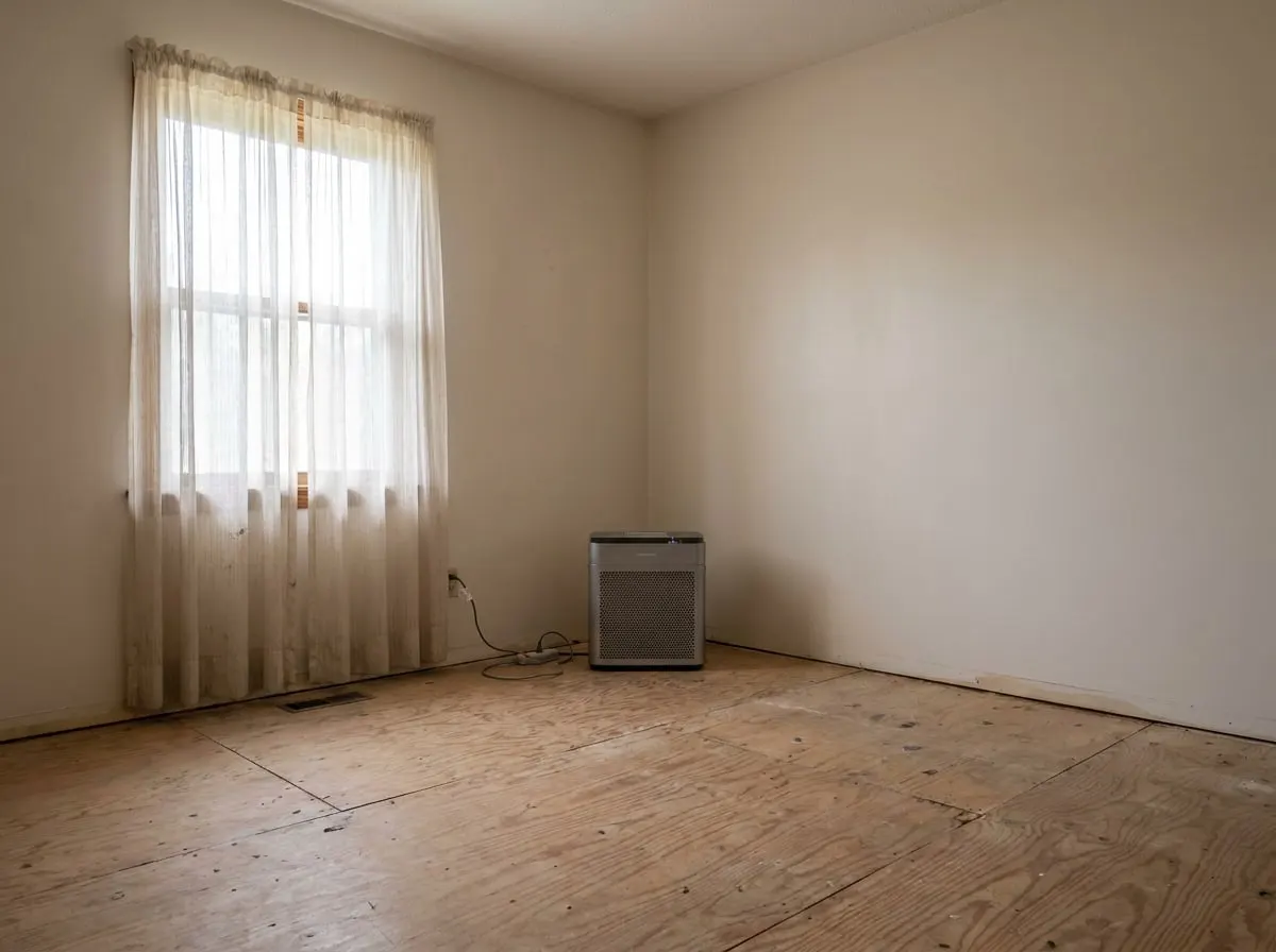 Calm, clean residential room after professional trauma cleanup and disinfection